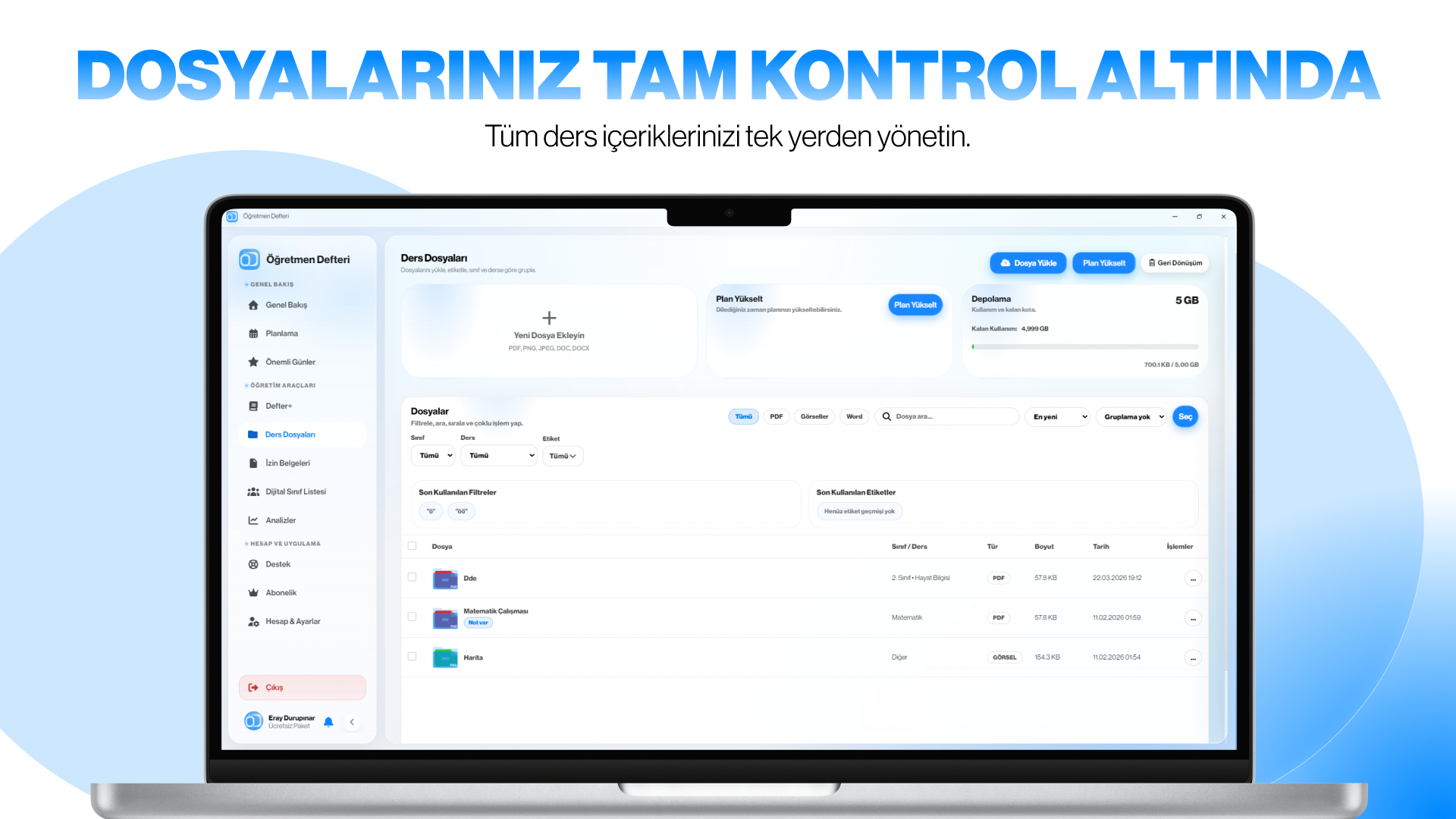 Ders Dosyaları ekranı